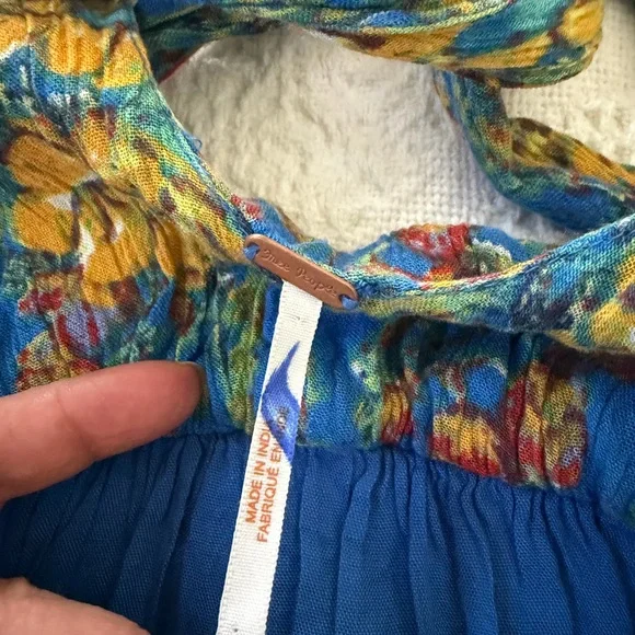 Free People Blue and Yellow Floral Backless Dress - Picture 2 of 2